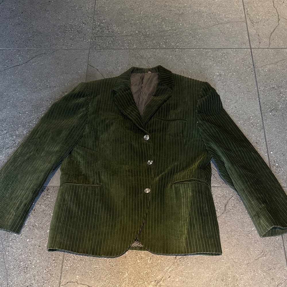 Vintage Green Corduroy Blazer - Classic Tailored Jacket